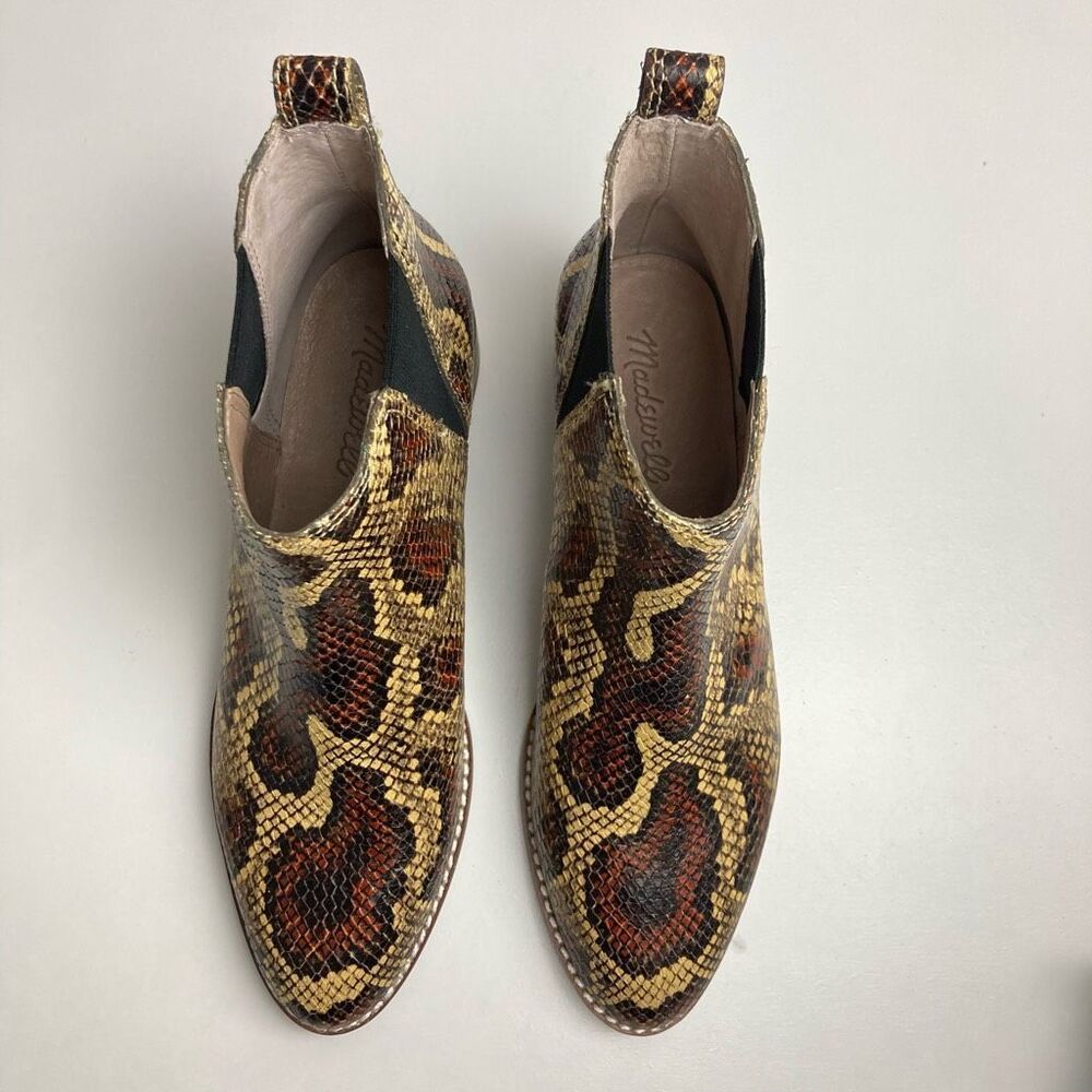 Madewell Carina Leather Chelsea Boots Snakeskin Reptile Python Animal Print sz 7 - Picture 3 of 7